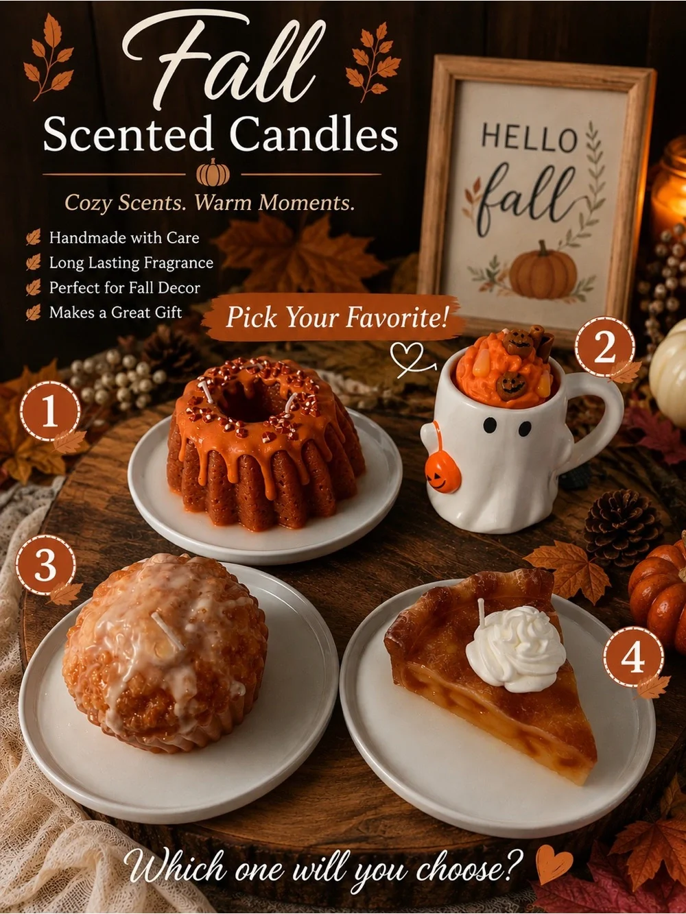Fall Scented Candles - Pumpkin Spice Latte, Caramel Apple Pie & More
